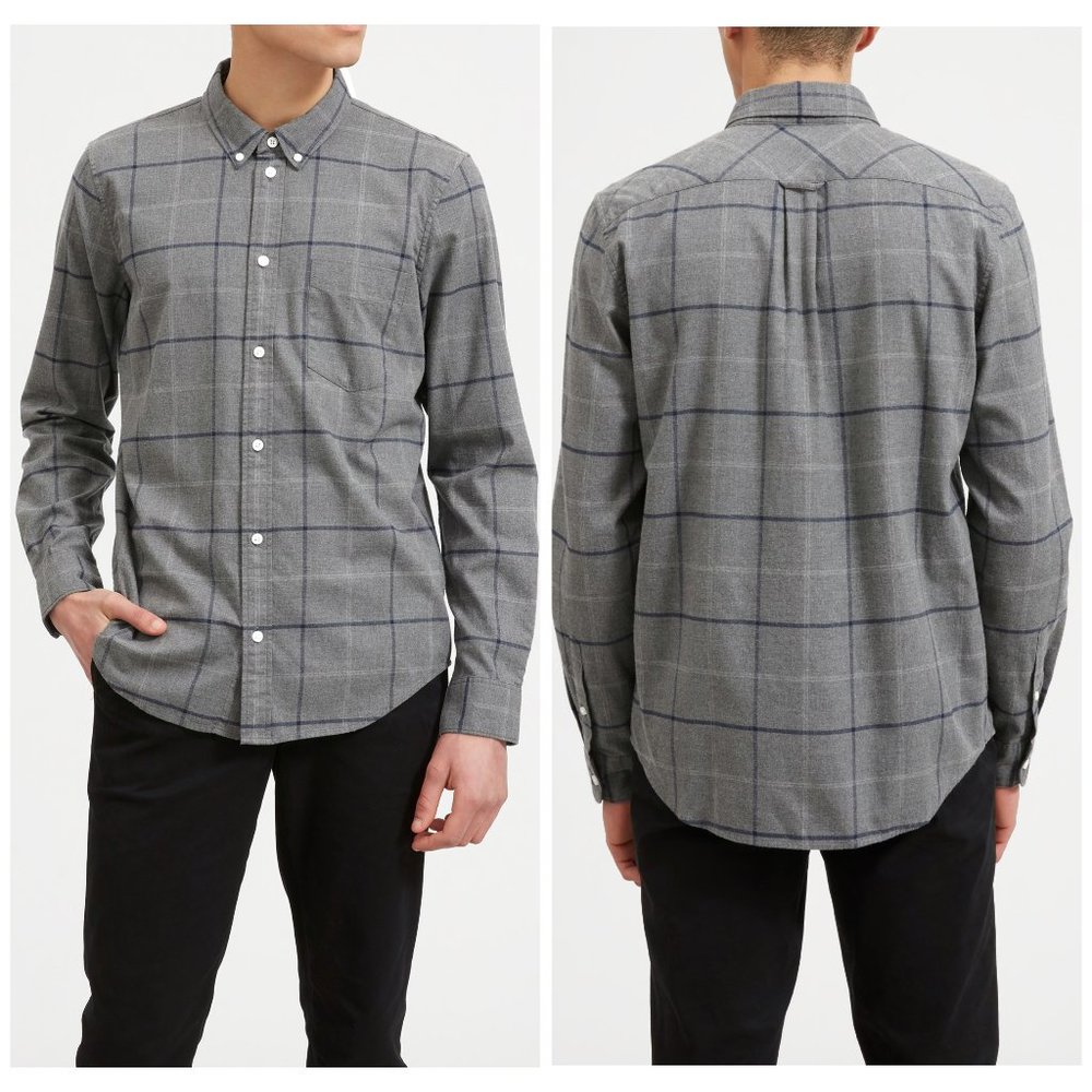 Everlane Gray Plaid Casual Button Down Shirt